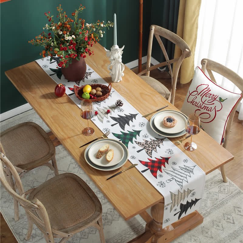 Table Runner Christmas Embroidered Wrinkle-Resistant Fabric