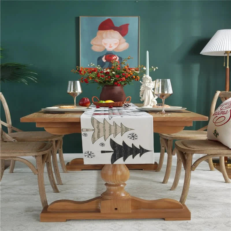Table Runner Christmas Embroidered Wrinkle-Resistant Fabric