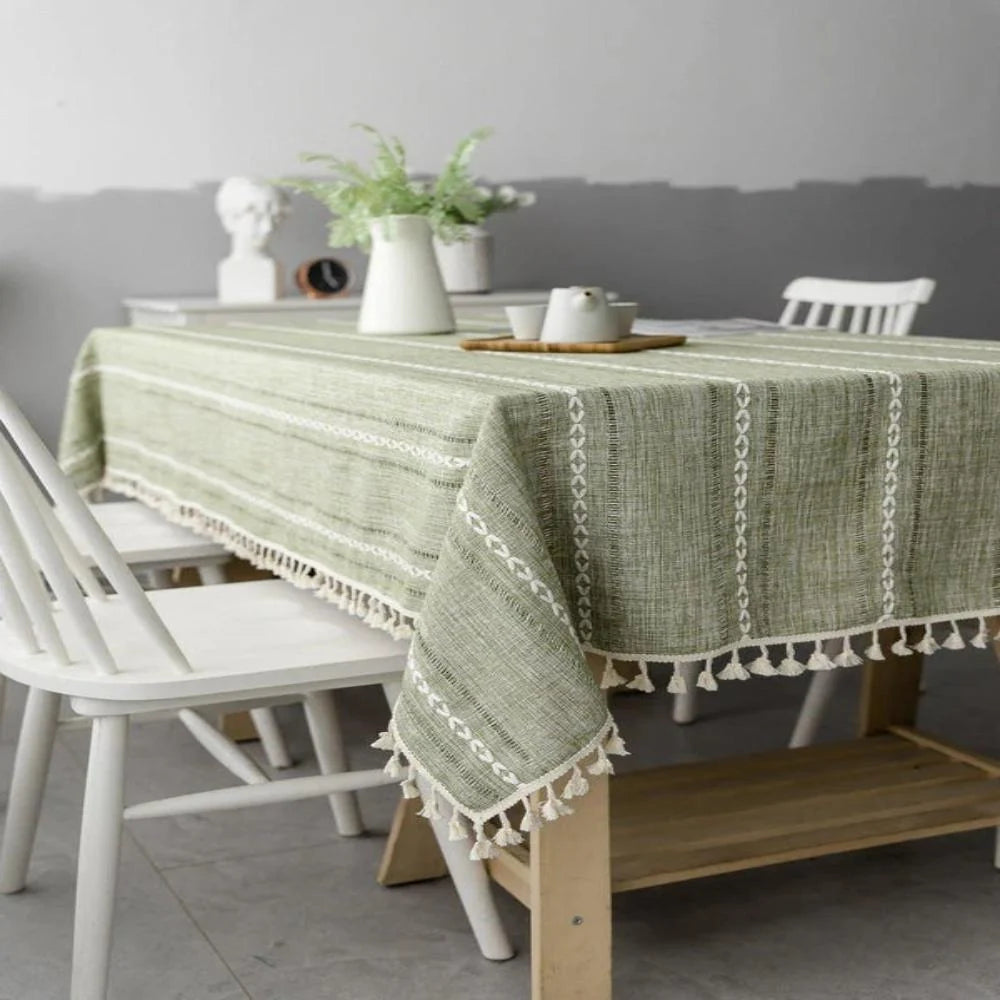Tablecloth Cotton-Linen Blend Wrinkle-Resistant & Machine-Washable
