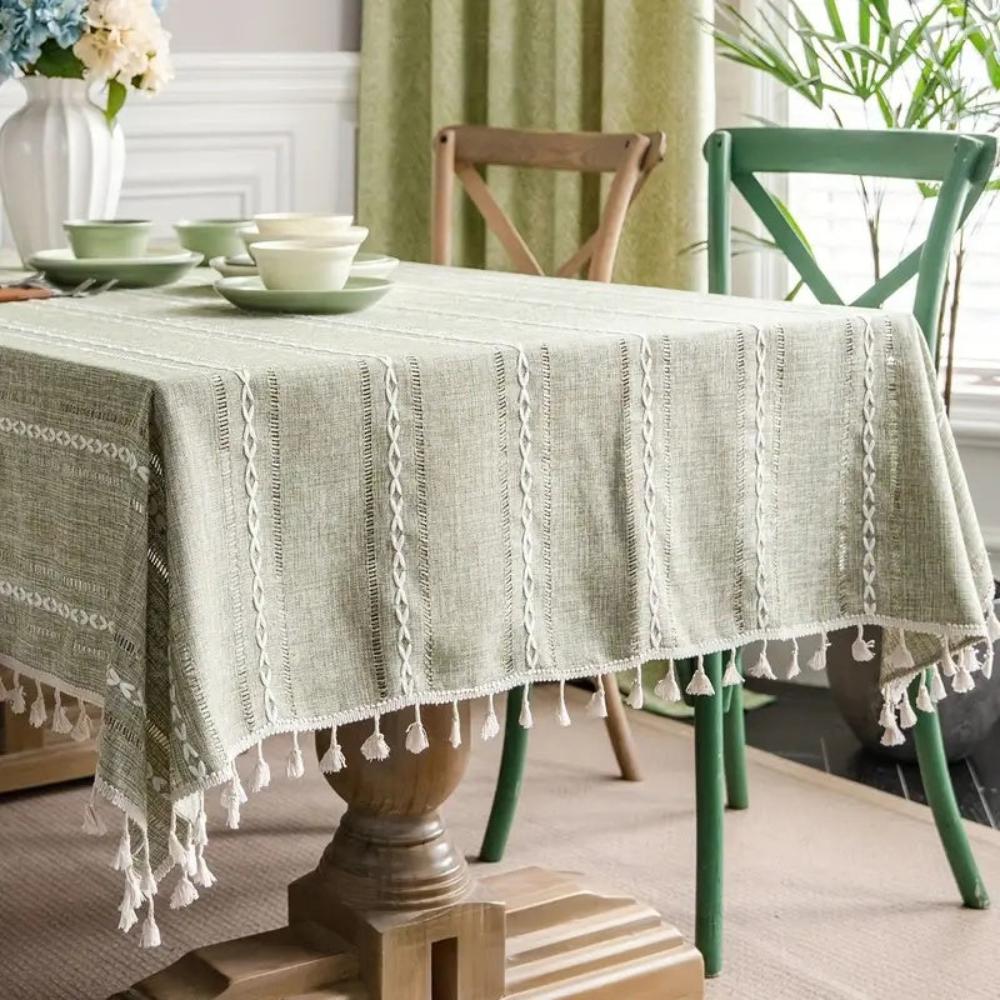Tablecloth Cotton-Linen Blend Wrinkle-Resistant & Machine-Washable