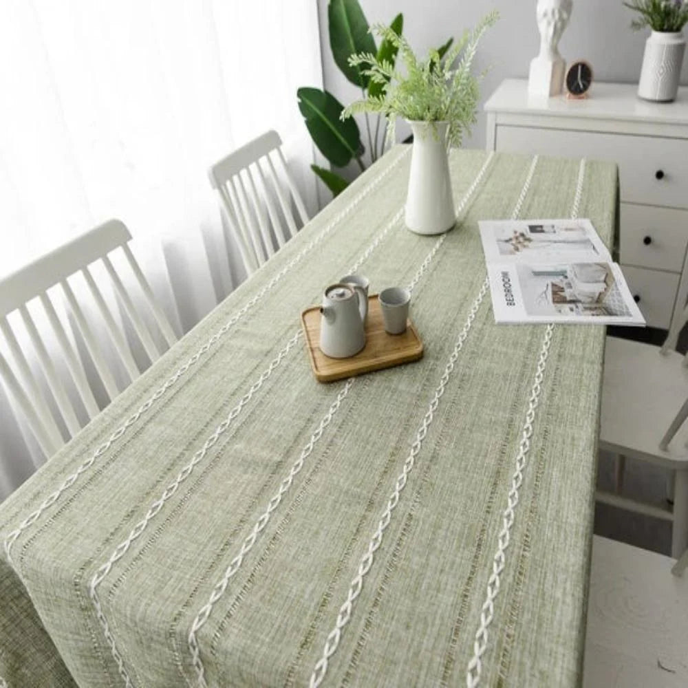 Tablecloth Cotton-Linen Blend Wrinkle-Resistant & Machine-Washable