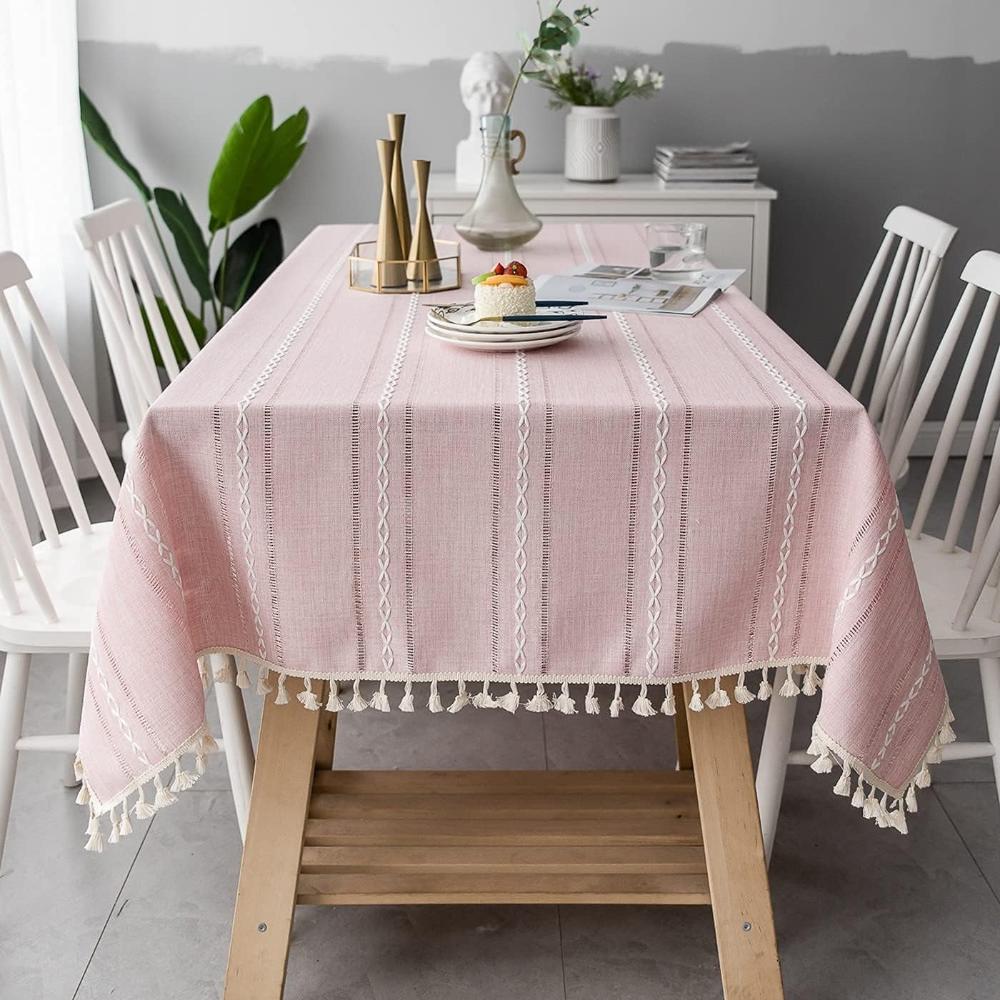 Tablecloth Cotton-Linen Blend Wrinkle-Resistant & Machine-Washable