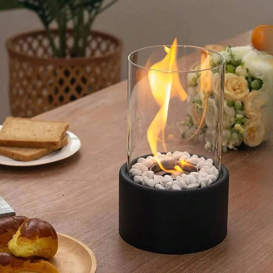 Tabletop Ethanol Fireplace Glass Enclosure With Snuffer Included