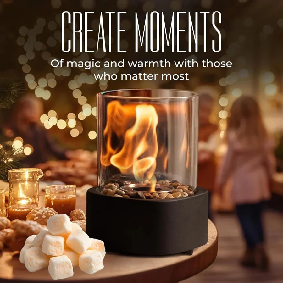 Tabletop Ethanol Fireplace Glass Enclosure With Snuffer Included