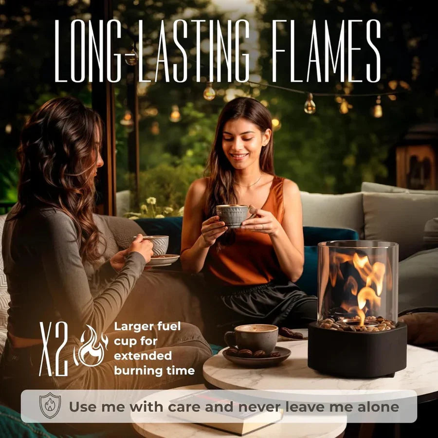 Tabletop Ethanol Fireplace Glass Enclosure With Snuffer Included