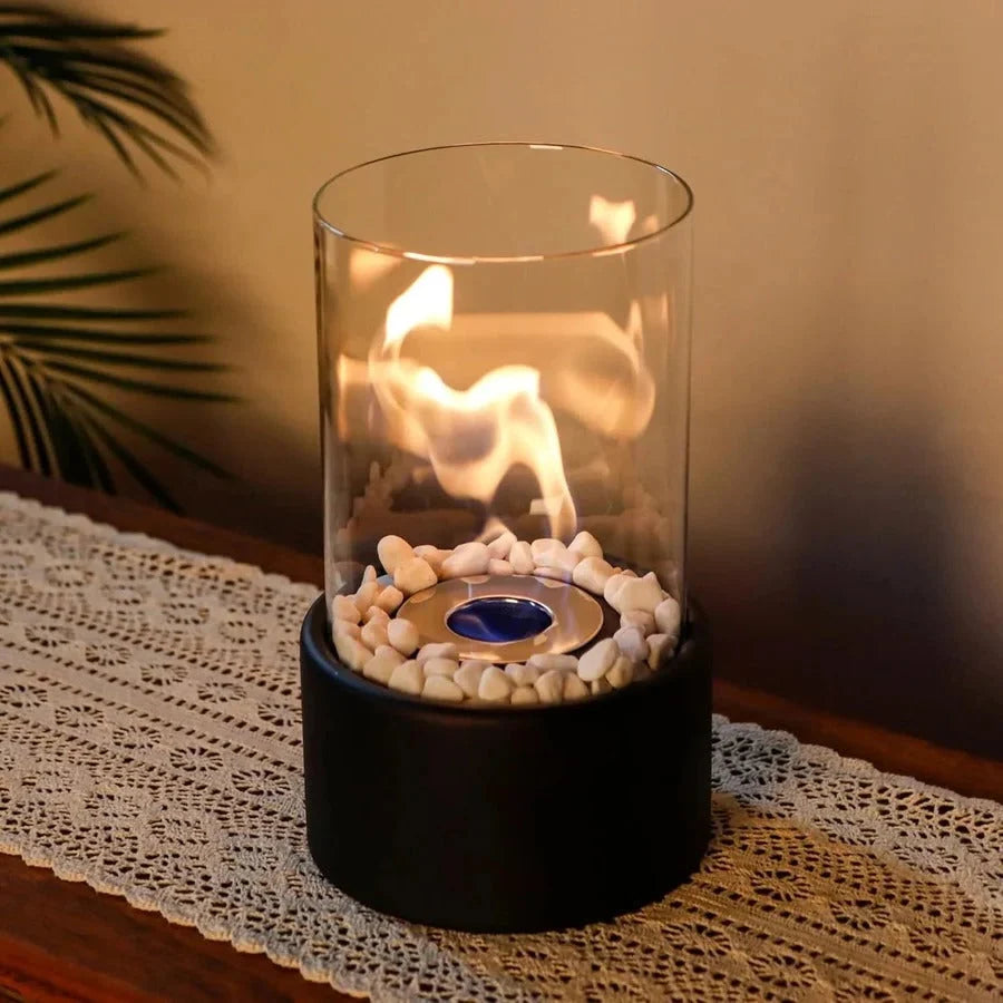Tabletop Ethanol Fireplace Glass Enclosure With Snuffer Included