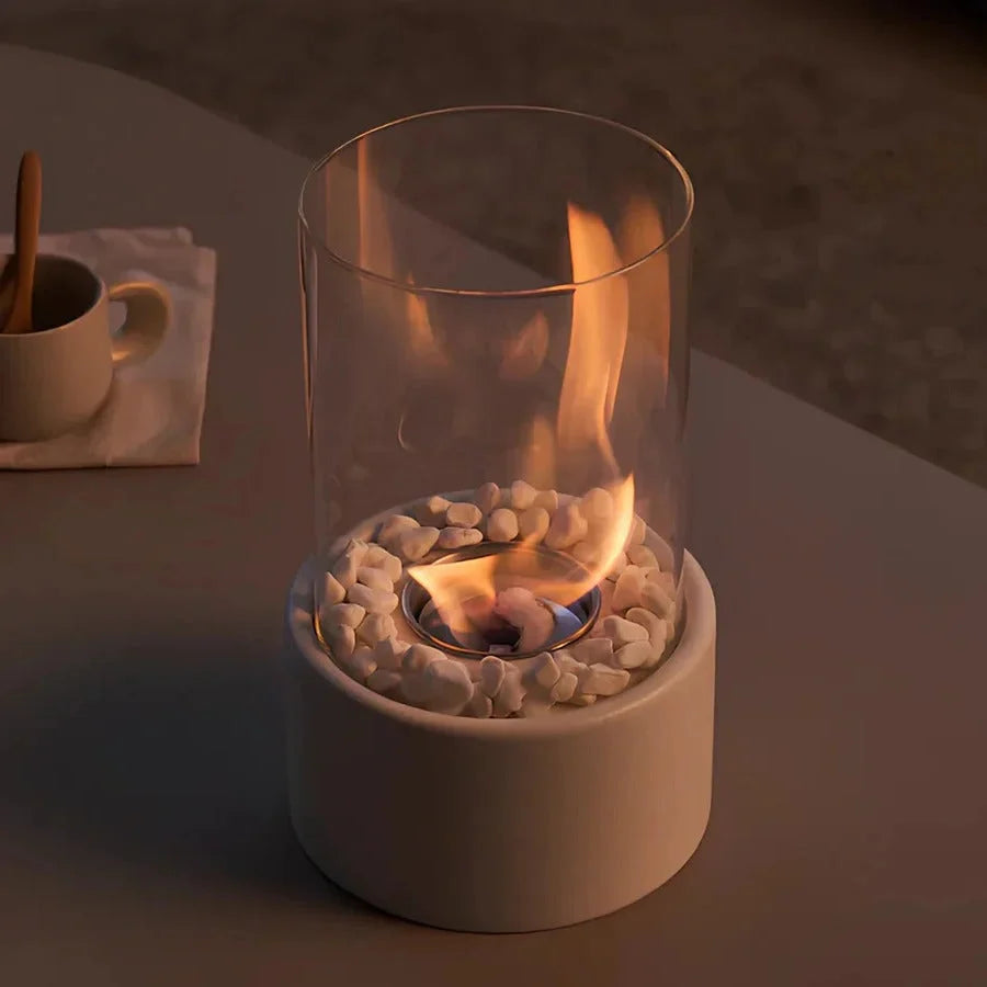 Tabletop Ethanol Fireplace Glass Enclosure With Snuffer Included