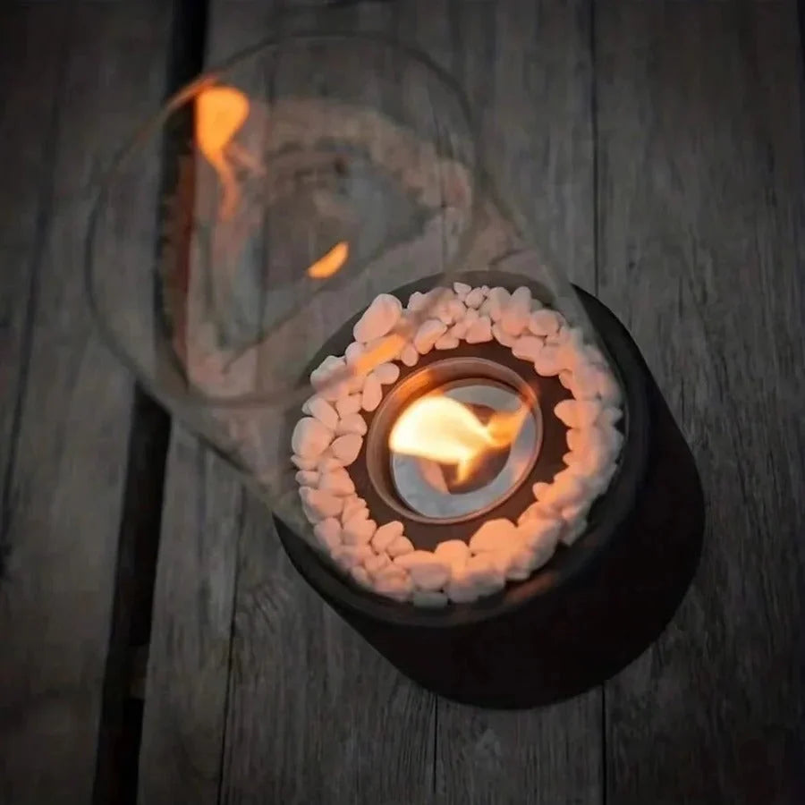 Tabletop Ethanol Fireplace Glass Enclosure With Snuffer Included