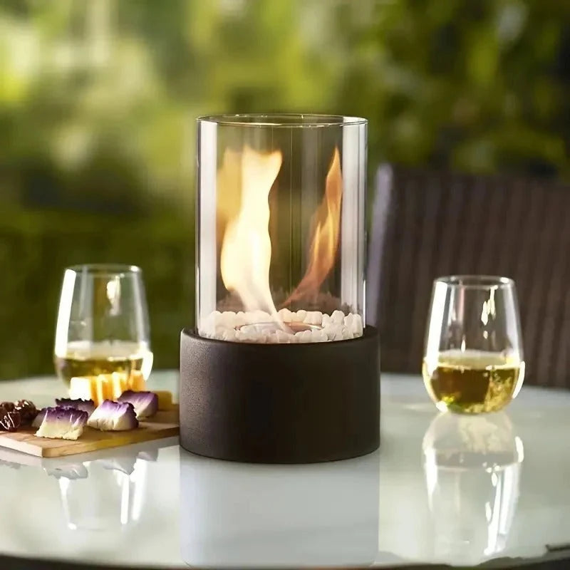 Tabletop Ethanol Fireplace Glass Enclosure With Snuffer Included