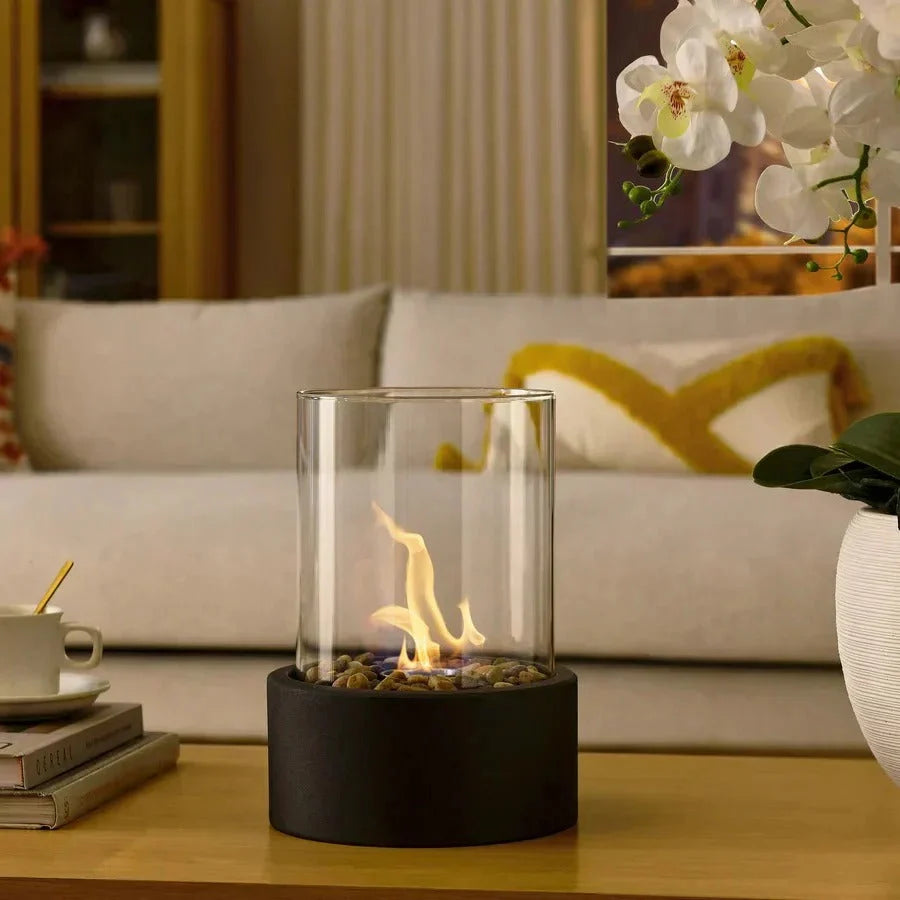 Tabletop Ethanol Fireplace Glass Enclosure With Snuffer Included
