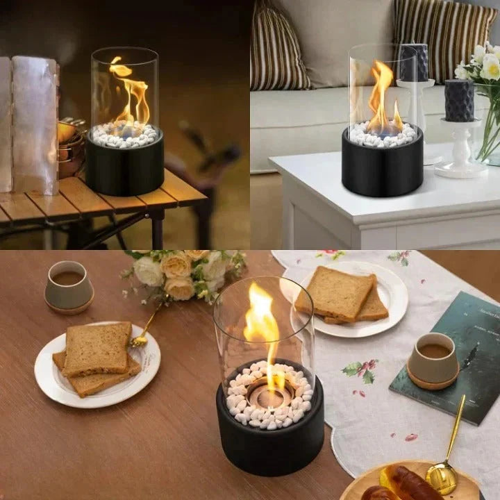 Tabletop Ethanol Fireplace Glass Enclosure With Snuffer Included