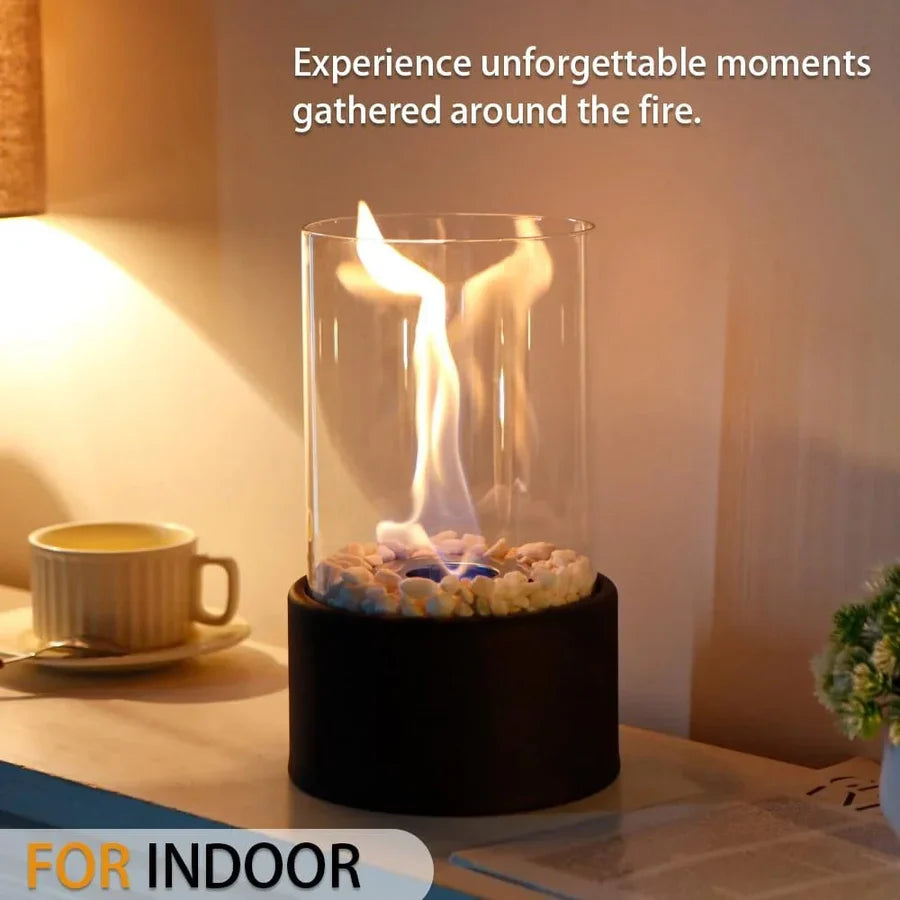 Tabletop Ethanol Fireplace Glass Enclosure With Snuffer Included