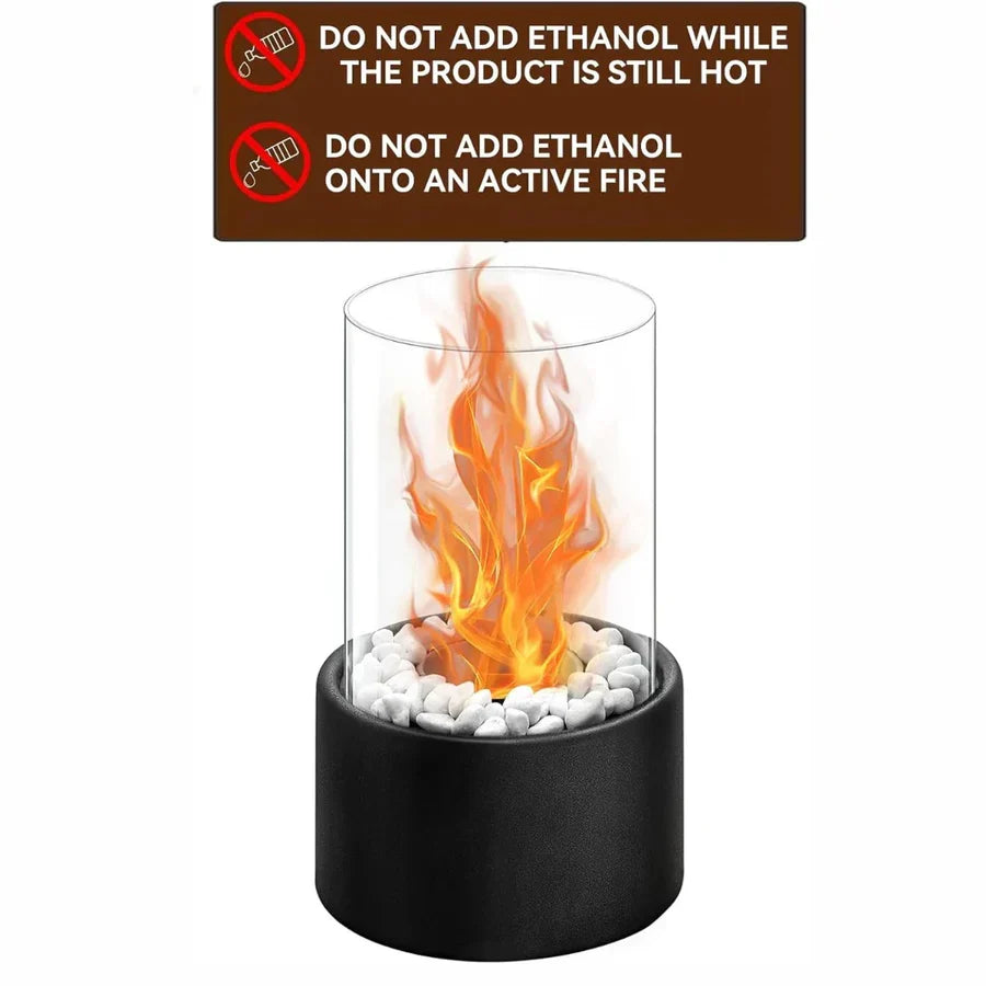 Tabletop Ethanol Fireplace Glass Enclosure With Snuffer Included