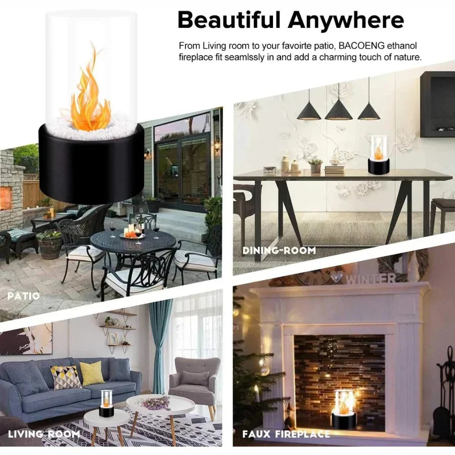 Tabletop Ethanol Fireplace Glass Enclosure With Snuffer Included