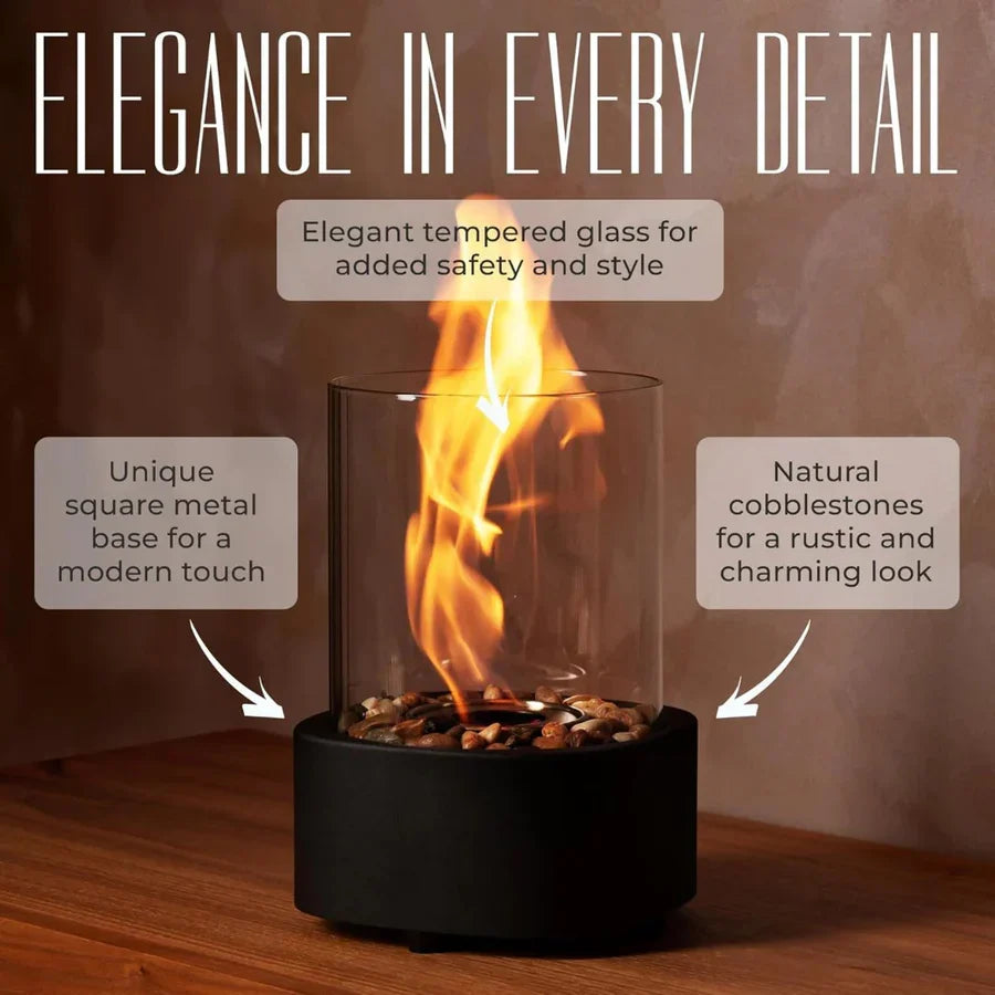Tabletop Ethanol Fireplace Glass Enclosure With Snuffer Included