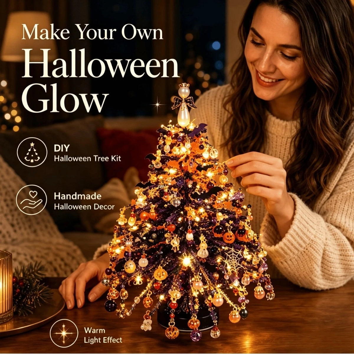 Tabletop Tree Craft Kit Beaded Lighted Seasonal Decor