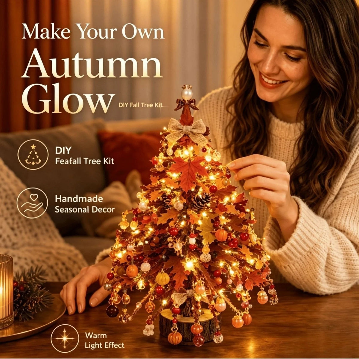 Tabletop Tree Craft Kit Beaded Lighted Seasonal Decor