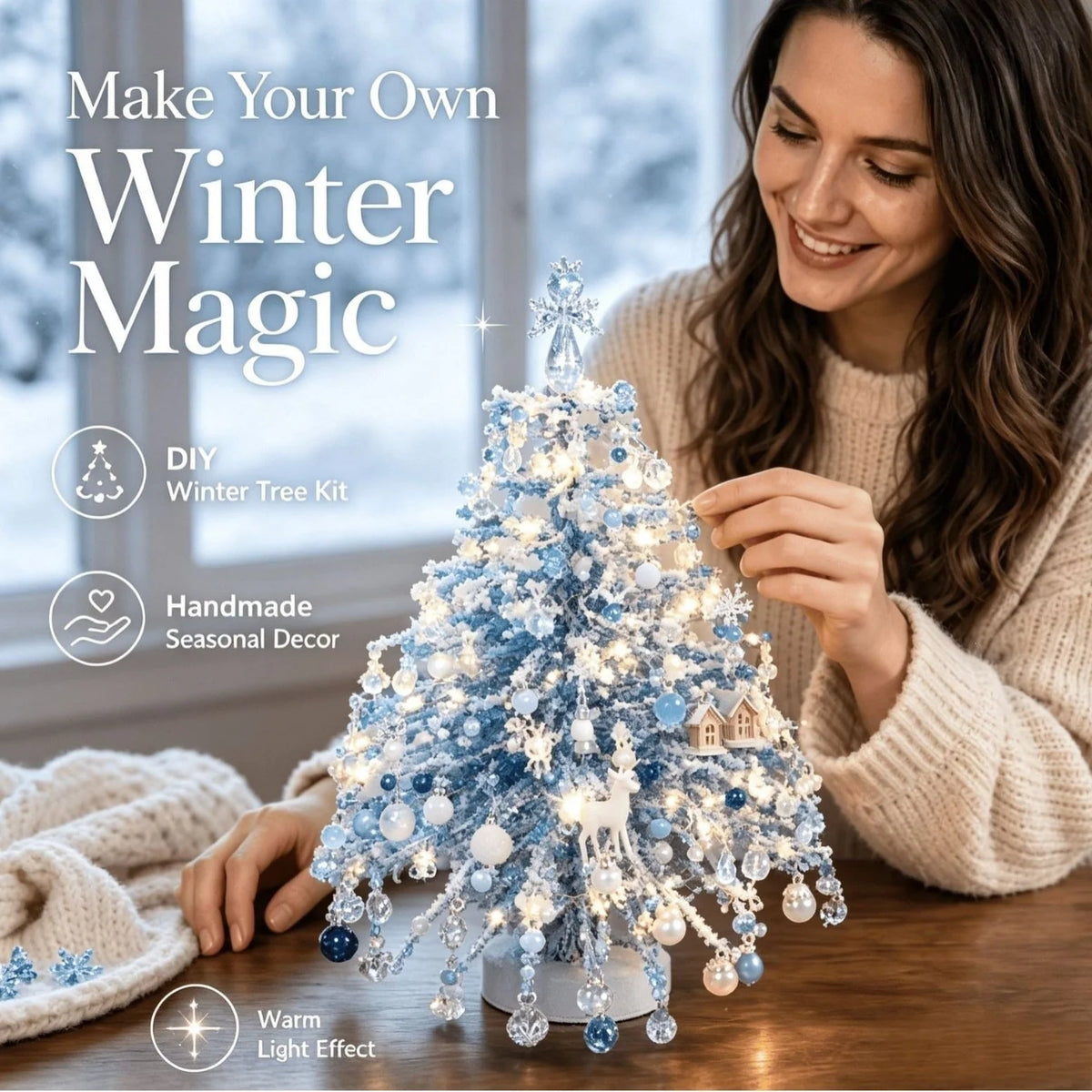 Tabletop Tree Craft Kit Beaded Lighted Seasonal Decor