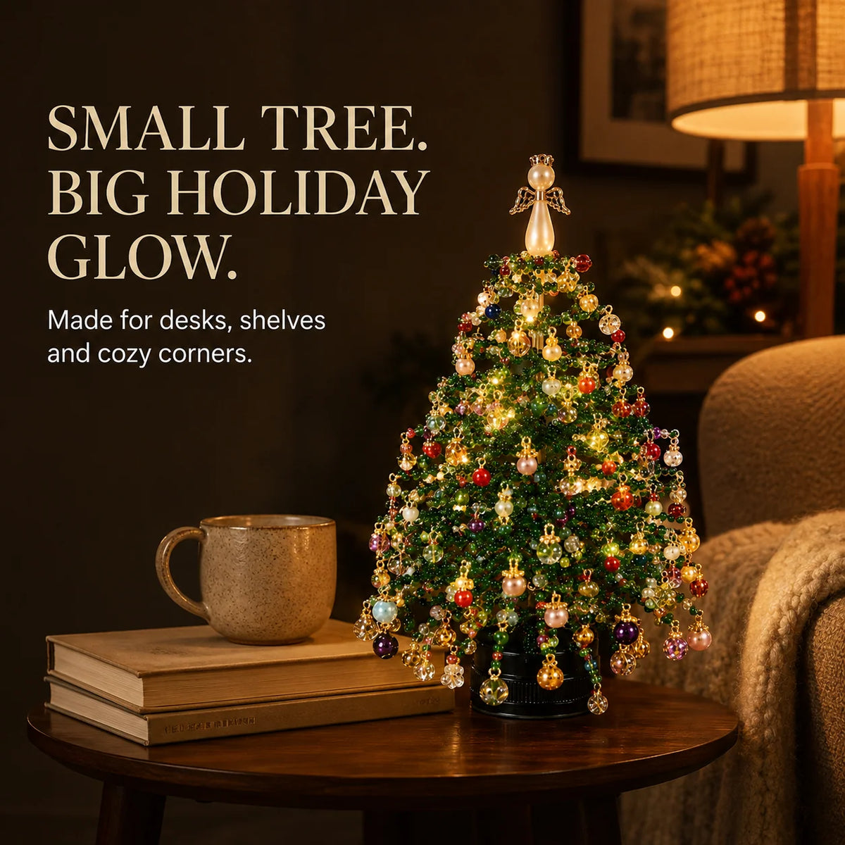 Tabletop Tree Craft Kit Beaded Lighted Seasonal Decor