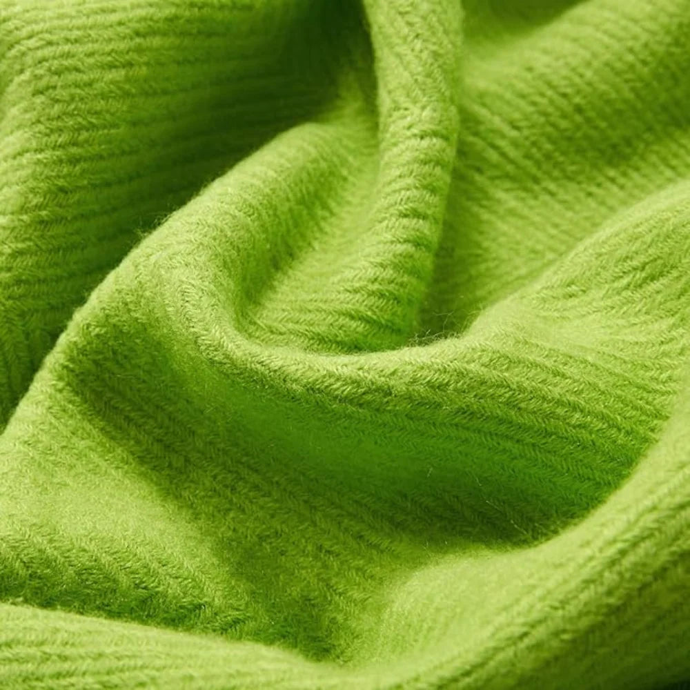 Throw Blanket Chunky Knit Acrylic Fringe Machine Washable
