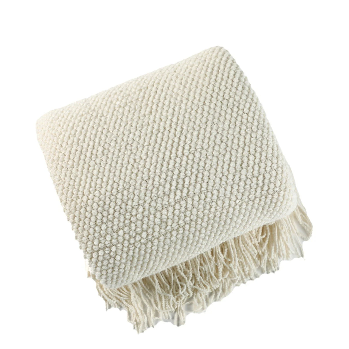 Throw Blanket Chunky Knit Soft Yarn Fringe Trim Machine Washable