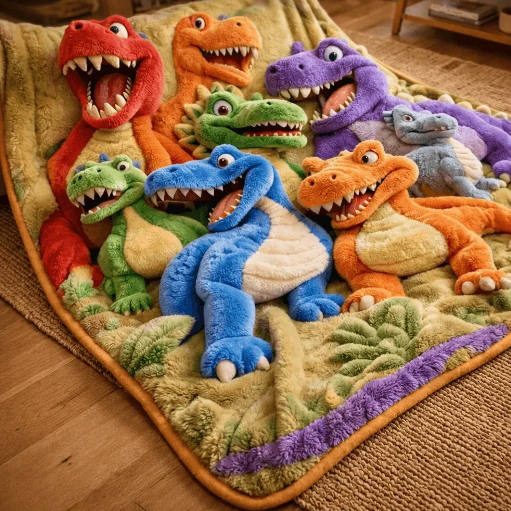 Throw Blanket Dinosaur Print Plush Machine Washable
