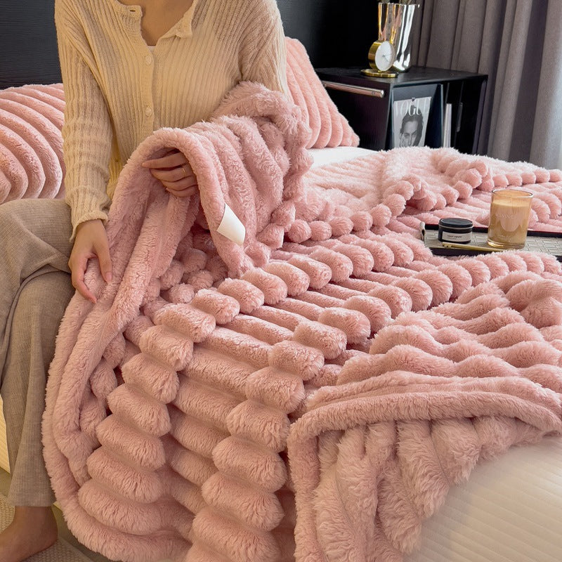 Throw Blanket Plush Textured Machine Washable