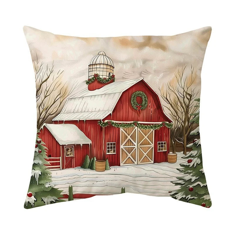 Throw Pillow Set Four Festive Designs Machine-Washable Covers