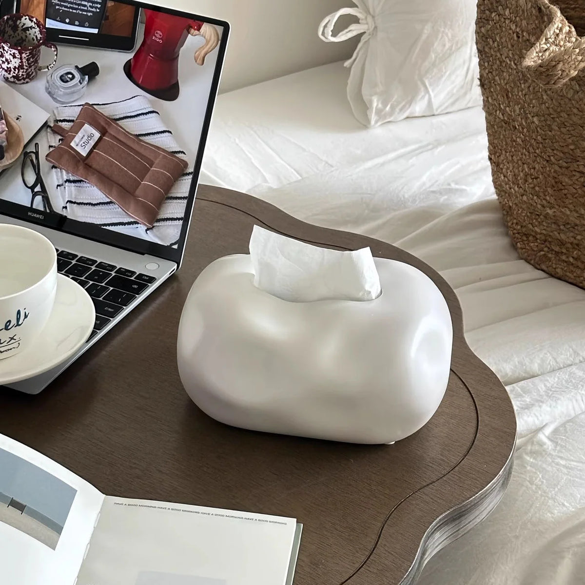 Tissue Box Cover Matte Resin Pebble-Shaped Non-Slip Feet