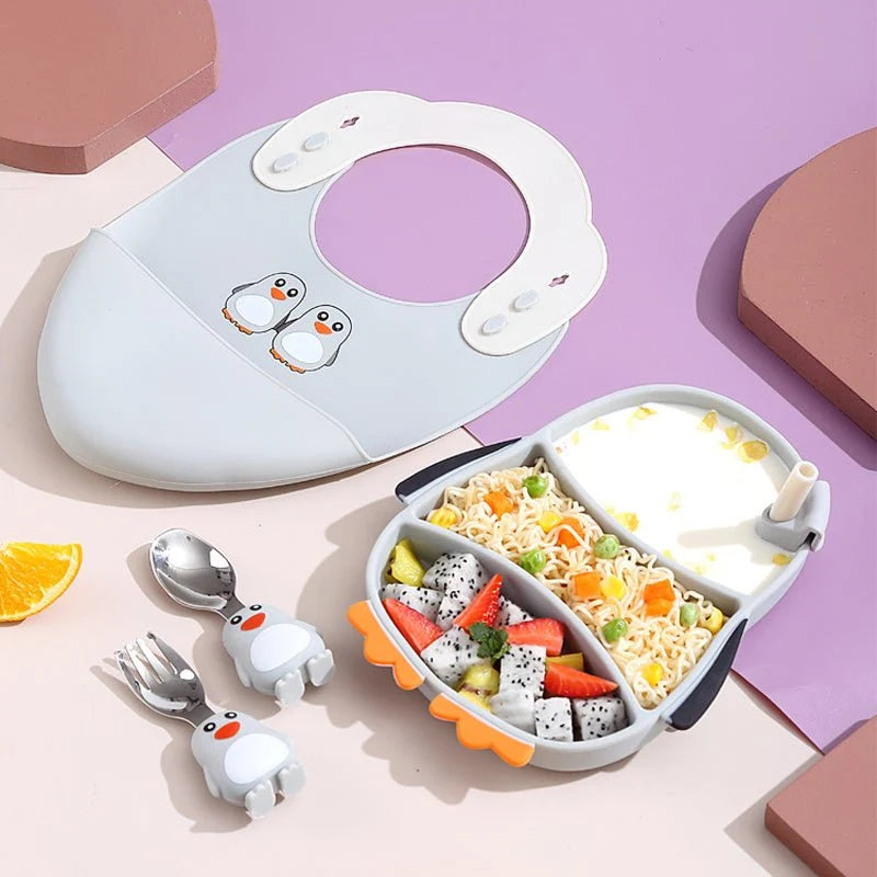 Toddler Suction Plate BPA-Free Silicone Divided Compartments Dishwasher-Safe