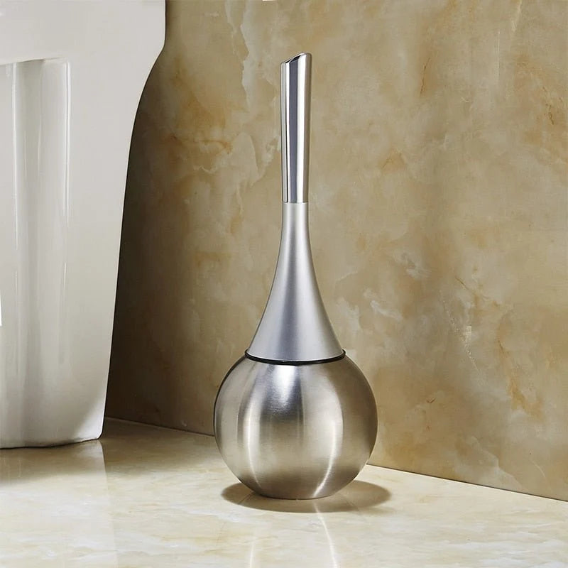 Toilet Brush Silicone Head Ventilated Holder Quick-Drying