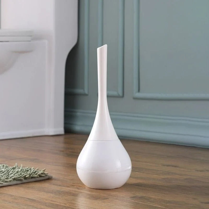 Toilet Brush Silicone Head Ventilated Holder Quick-Drying