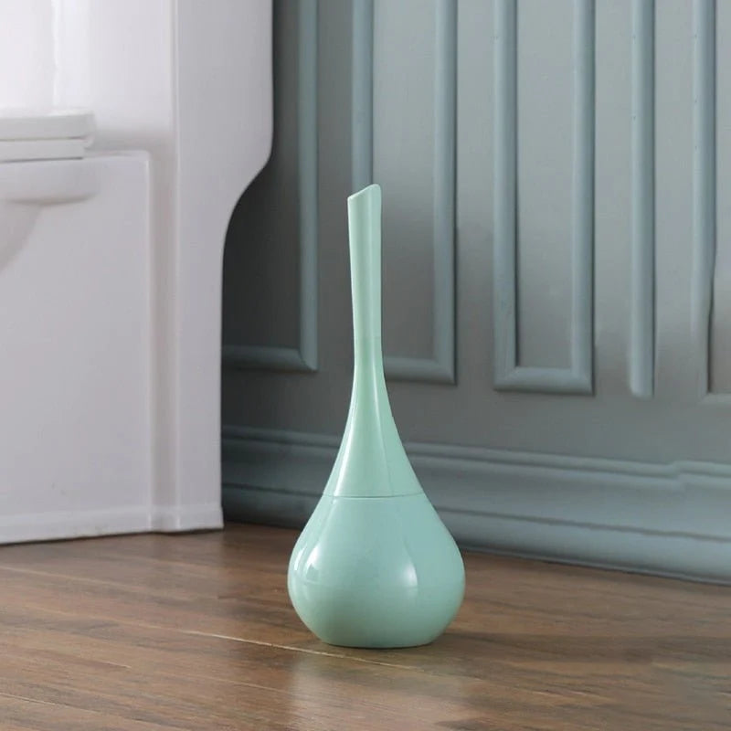 Toilet Brush Silicone Head Ventilated Holder Quick-Drying