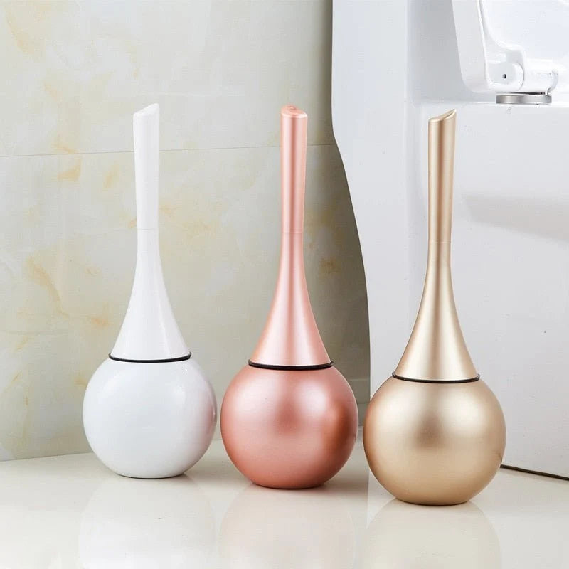 Toilet Brush Silicone Head Ventilated Holder Quick-Drying