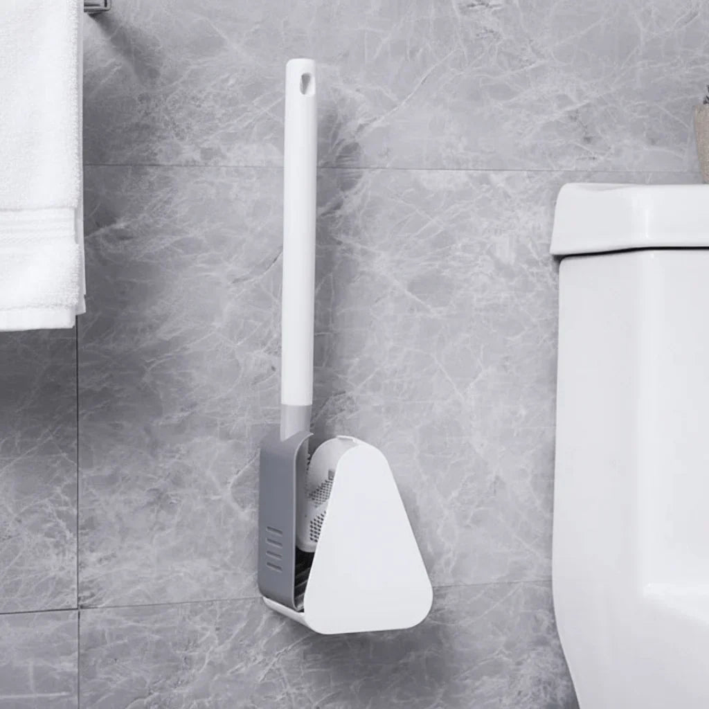 Toilet Brush Triangular Head Scratch-Resistant Bristles Drip-Free Base
