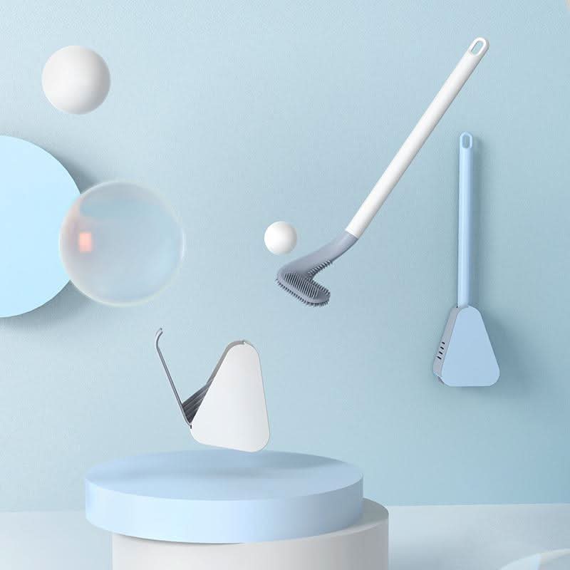 Toilet Brush Triangular Head Scratch-Resistant Bristles Drip-Free Base