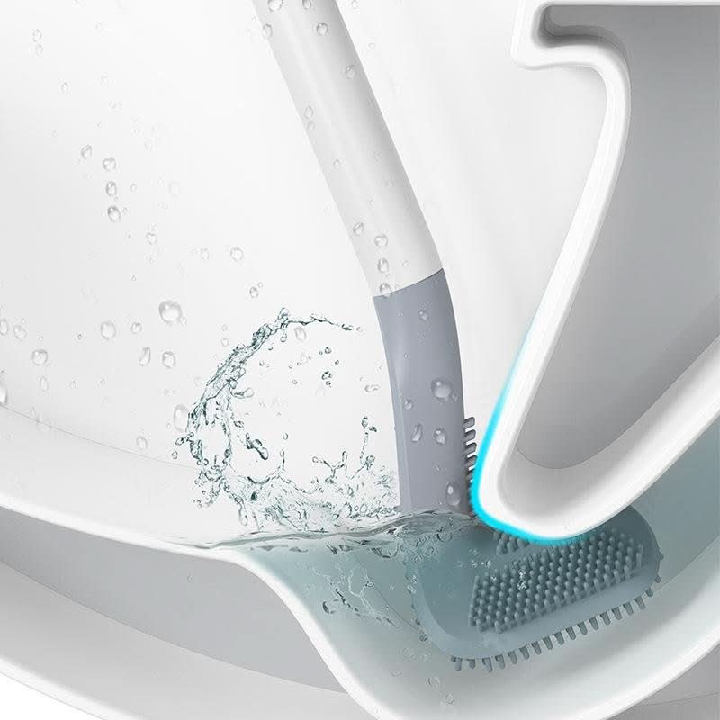 Toilet Brush Triangular Head Scratch-Resistant Bristles Drip-Free Base