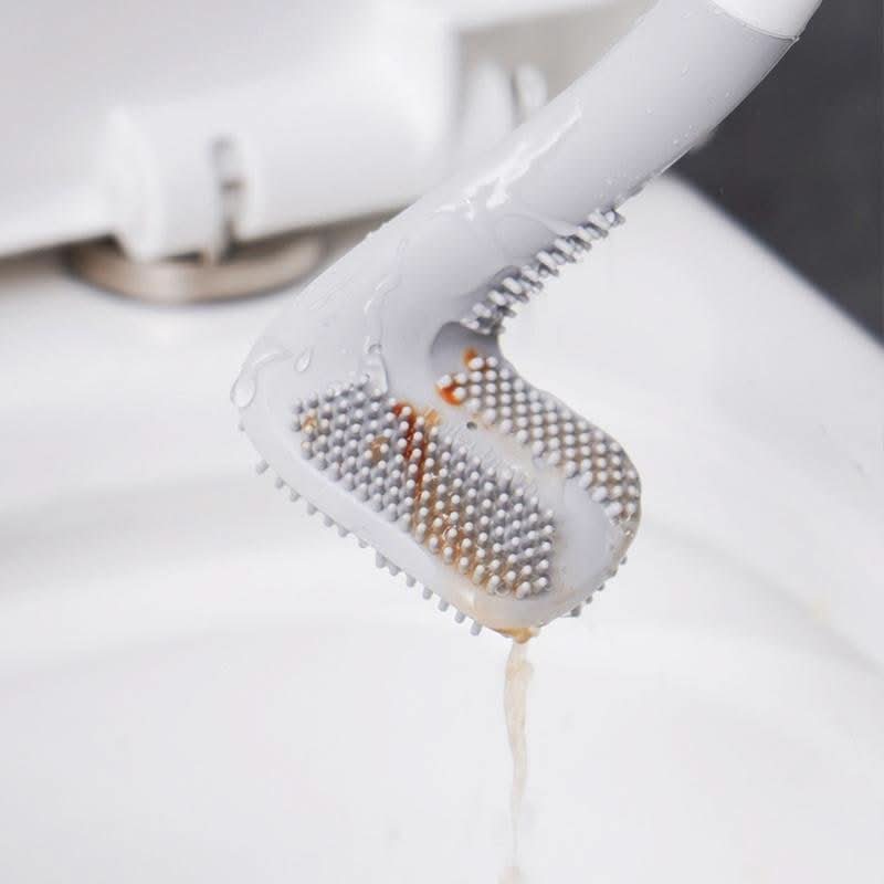 Toilet Brush Triangular Head Scratch-Resistant Bristles Drip-Free Base