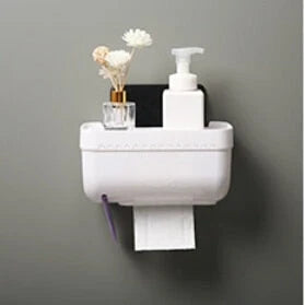 Toilet Paper Holder Waterproof Wall-Mounted With Towel Storage