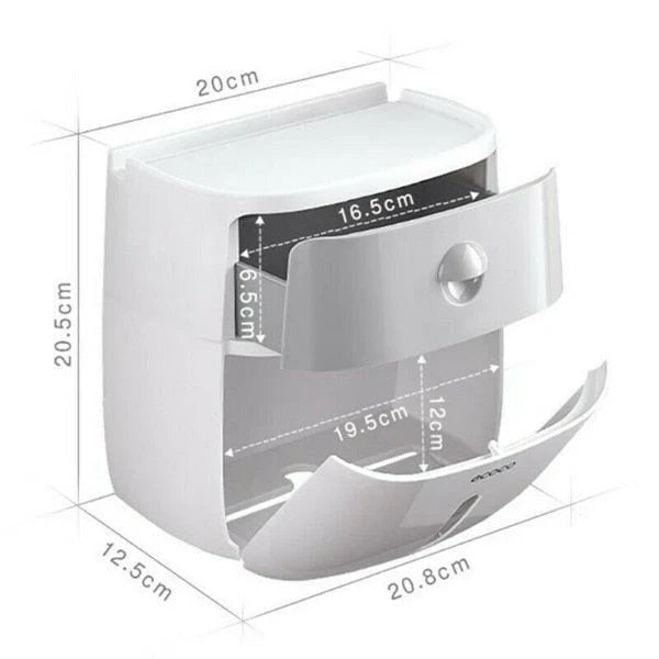 Toilet Paper Holder Waterproof Wall-Mounted With Towel Storage