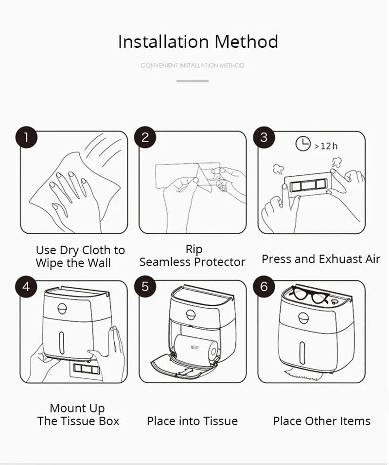 Toilet Paper Holder Waterproof Wall-Mounted With Towel Storage