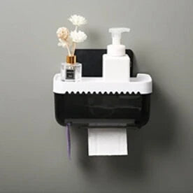 Toilet Paper Holder Waterproof Wall-Mounted With Towel Storage