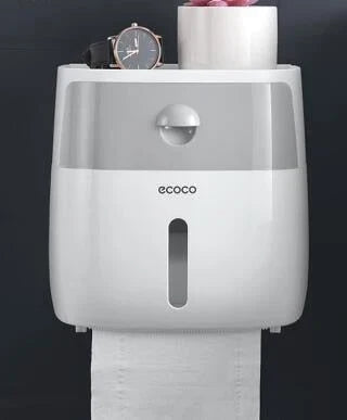 Toilet Paper Holder Waterproof Wall-Mounted With Towel Storage