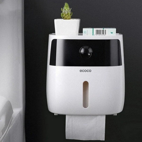 Toilet Paper Holder Waterproof Wall-Mounted With Towel Storage