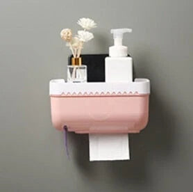 Toilet Paper Holder Waterproof Wall-Mounted With Towel Storage