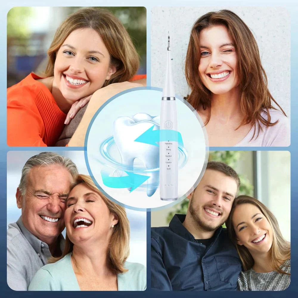 Tooth Cleaner Ultrasonic 5 Adjustable Levels 3 Interchangeable Heads