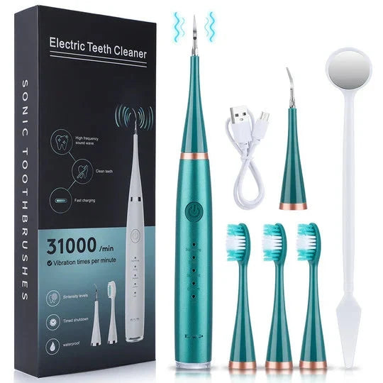 Tooth Cleaner Ultrasonic 5 Adjustable Levels 3 Interchangeable Heads