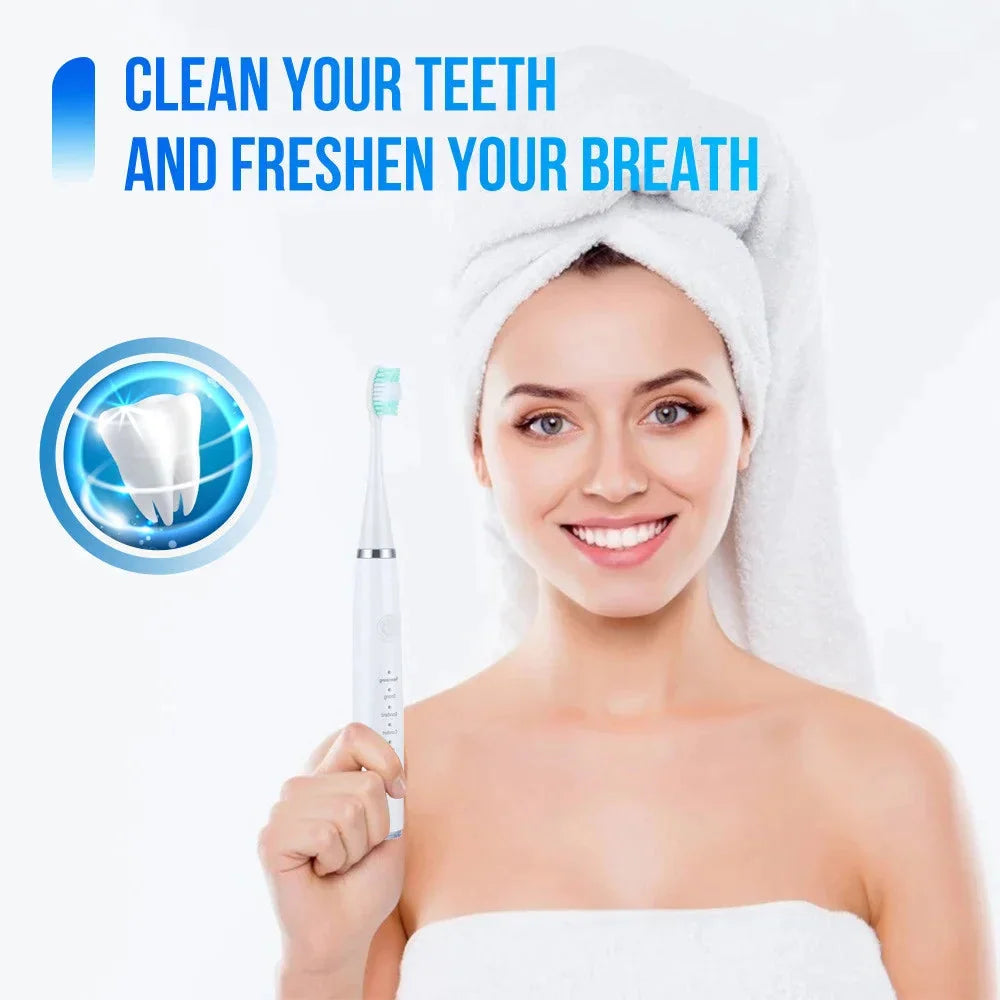 Tooth Cleaner Ultrasonic 5 Adjustable Levels 3 Interchangeable Heads