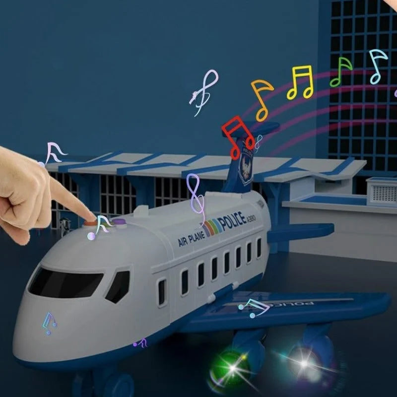 Toy Airplane Playset Light-Up Engines Sound Effects Fold-Out Ramps