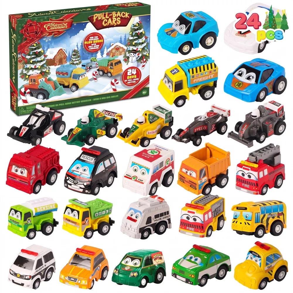 Toy Car Advent Calendar 24-Piece Pull-Back Set